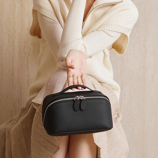 真皮收纳包精致多功能真皮旅行化妆包，女式牛皮小巧便携洗漱包QSL-3189 商品图2