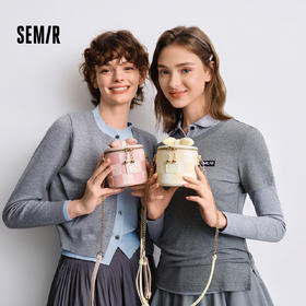 森马斜挎包女可爱小狗化妆盒子包棋盘格蝴蝶结小包包礼物2025新款