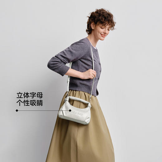 森马包包女手提包松弛感饺子包2025新款时尚亮面斜挎包通勤单肩包 商品图2