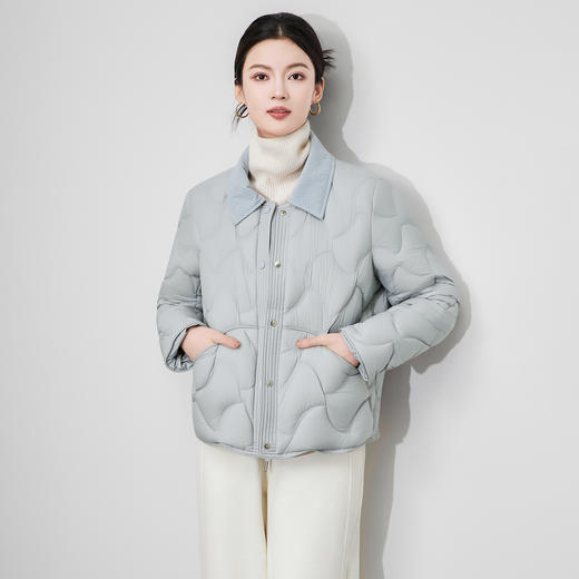 「高货wl」全新升级【铂金会员441/天猫589/差价148】(01945)洛诗琳撞料拼接90白鸭绒羽绒服2025冬季气质通勤保暖外套 商品图2