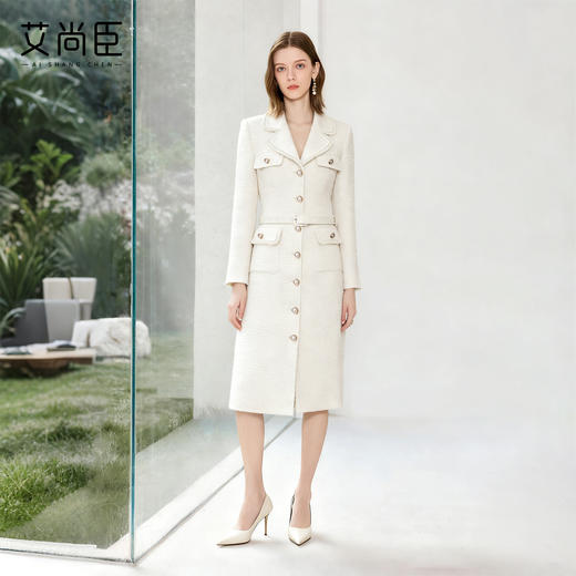 艾尚臣粗花呢小香风连衣裙女高级感老钱风西装裙显瘦通勤法式裙子 商品图3