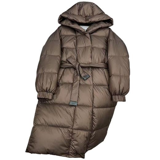 女款连帽腰带长款羽绒服 商品图0