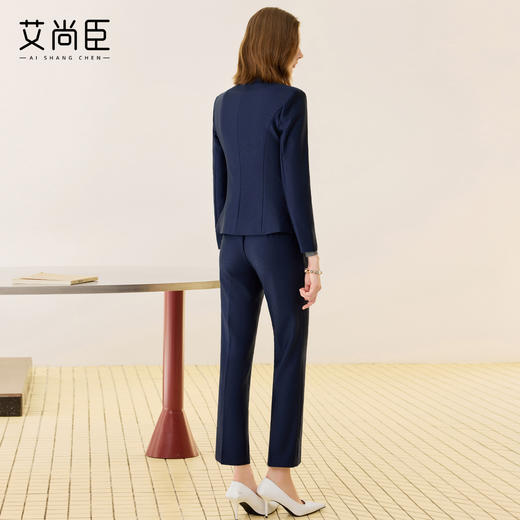 艾尚臣藏青色气质西服套装秋女轻熟风通勤穿搭高端职场经理工作服 商品图4
