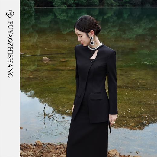 FUYAO扶摇 【优雅国风】斜襟西装外套女2025冬羊毛西服新中式穿搭 商品图3