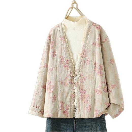 GYH 3467复古国风新中式蕾丝花边外套棉衣棉服宽松大码保暖 商品图4