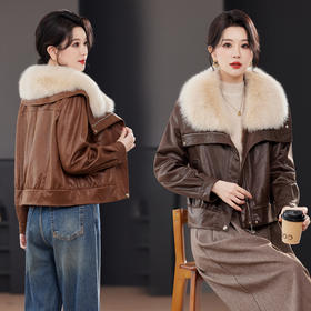 TC 23603狐狸毛领皮草海军小个子外套兔毛内胆