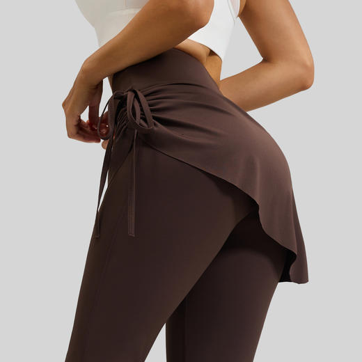 跃牌【瑜堂系列】新款抽绳褶皱瑜伽裙裤女假两件显瘦防尴尬运动健身长裤JYMK204 商品图2