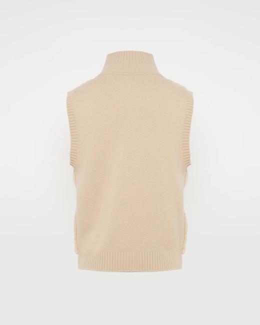 Yves Salomon - VEST MERINOS KNITWEAR/MINK - FICELLE - 女装 - 背心 - 淡灰褐色 商品图1