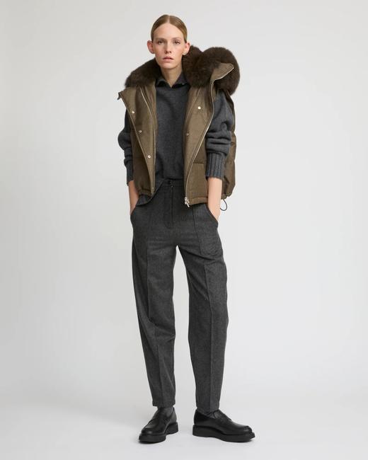 Yves Salomon - VEST MADE WITH LORO PIANA FLANNEL FABRIC/FOX - EARTH - 女装 - 背心 - 咖褐色 商品图3