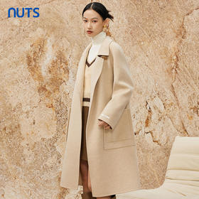 NUTS商场同款冬季新品复古时尚保暖气质手工呢料长外套女4491511A1