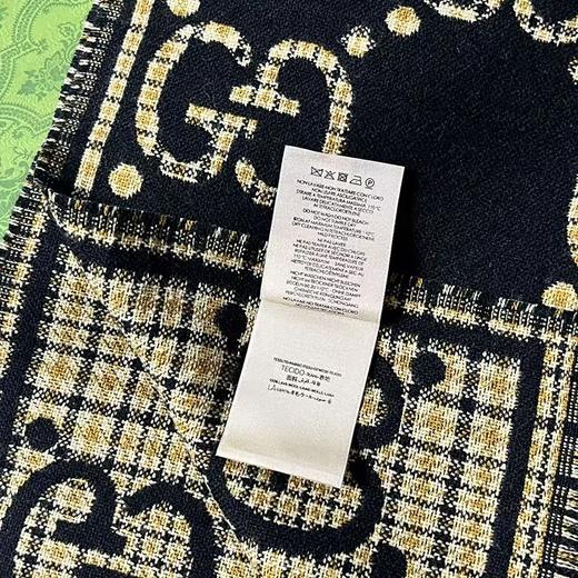 【送礼盒礼袋】GUCCI古驰格纹GG女士男士羊毛双面围巾 香港直邮 商品图11