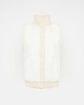 Yves Salomon - VEST MERINOS KNITWEAR/MINK - IVOIRE - 女装 - 背心 - 象牙白