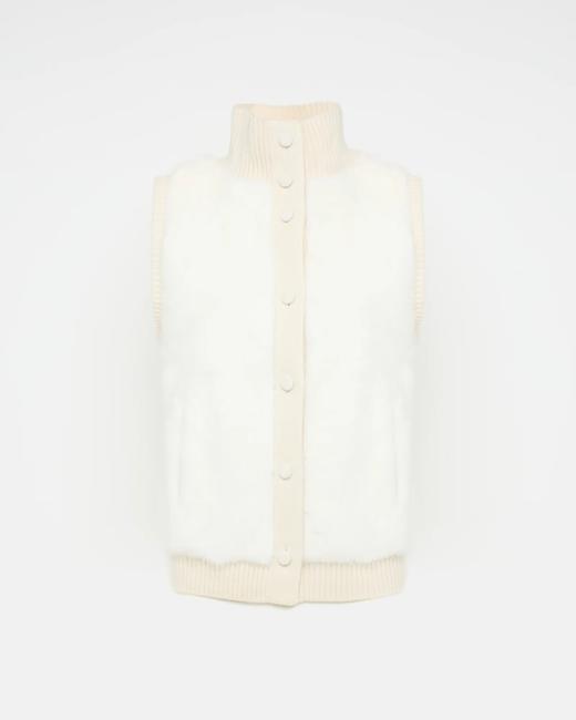 Yves Salomon - VEST MERINOS KNITWEAR/MINK - IVOIRE - 女装 - 背心 - 象牙白 商品图0