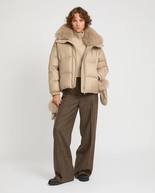 Yves Salomon - DOWN JACKET MADE WITH LORO PIANA FLANNEL/FOX - DUNE - 女装 - 羽绒服 - 沙色 商品图2