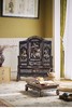 独角鹿西洋古董 1890年代亚洲出品花叶纹胡桃木镂雕装饰东方人物主题螺钿镶嵌屏风 商品缩略图0