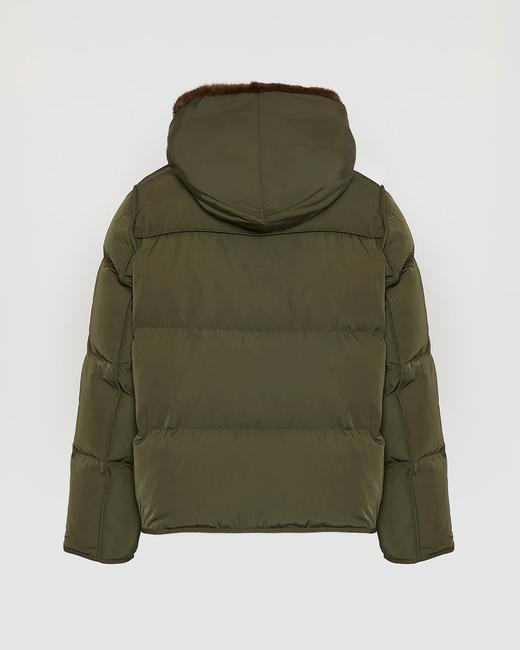 Yves Salomon - DOWN JACKET TECHNICAL FABRIC/MINK - ARMY GREEN/LUNA - 女装 - 羽绒服 - 军绿色 商品图1