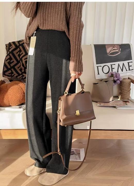 冬季保命裤极简直筒羊毛混纺加绒加厚窄阔腿裤 商品图11