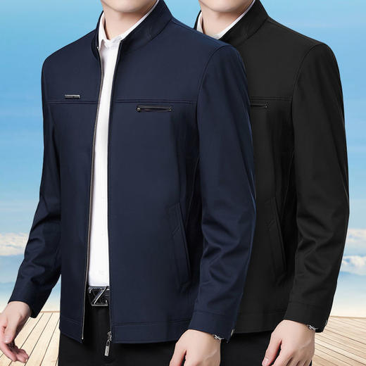 春秋男士外套中年男装夹克衫薄款商务休闲夹克男中老年上衣爸爸装 商品图3