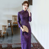 秋冬紫色妈妈装长袖旗袍2025新款复古修身收腰SC22062 商品缩略图3