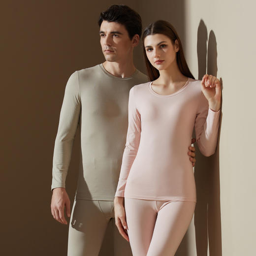 95%棉 会呼吸的【柠可芯-棉莱卡10A抗菌情侣套装】精致细节领口/袖口二本针加固，裆部立体剪裁，24H保暖 更透气更软糯！ 商品图3