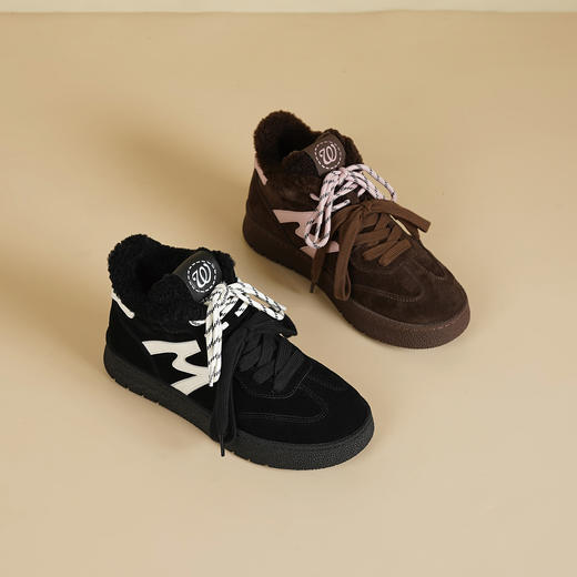 Westory2025年冬季平底高帮保暖毛毛鞋休闲撞色运动鞋S25DM86071 商品图0