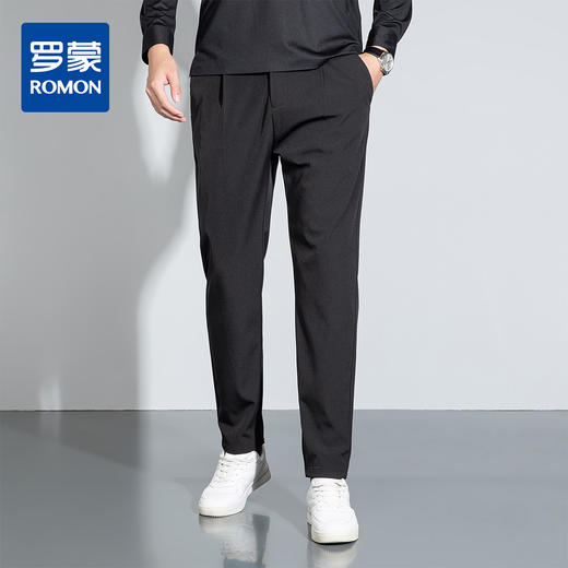 罗蒙秋冬微弹休闲裤男士宽松版型不勒肚可穿腰带修饰腿型显腿长长裤子 商品图0