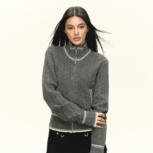 Ariseism 美式复古立领毛衣外套女秋季新款上衣 商品图2