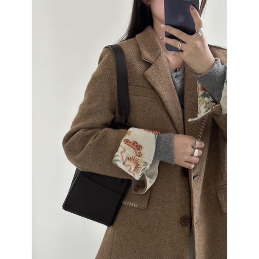 过年停发！大年初十发货！【落日沙丘 毛呢羊毛西装外套】老钱风羊毛呢西装外套 复古提花袖 质感版型佳 商品图3