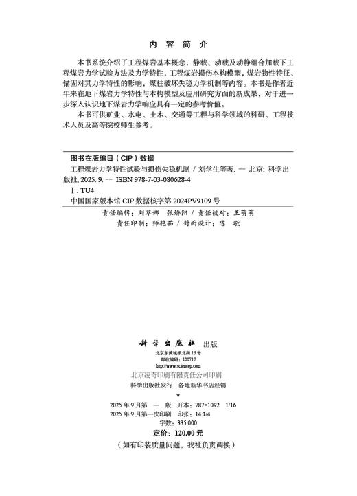 工程煤岩力学特性试验与损伤失稳机制 商品图2
