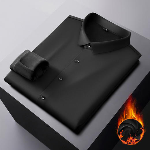 【超大码】【加绒】【DM】大依优型大码男士加绒长袖衬衫加肥加大胖子宽松商务休闲长袖衬衣免烫 商品图5