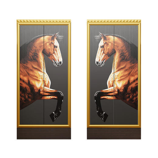 墨喜梦宝骐高定黑金骏马衣柜新古典洛可可刺绣图像实木双门柜 商品图5