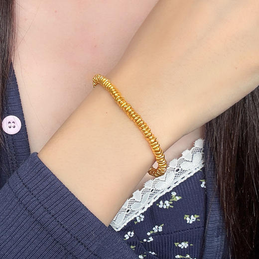 周大生盘缠黄金手链女款足金硬金5D碎碎金子手串送女朋友生日礼物 商品图3