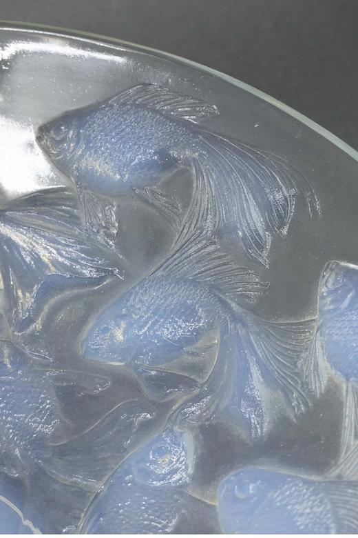 独角鹿西洋古董 1921年法国水晶工坊莱俪LALIQUE设计出品「Cyprins 锦鲤」主题欧泊水晶碗 商品图3