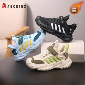 Abckids男童鞋子秋冬季加绒保暖儿童运动鞋中大童皮面防水女童棉鞋27-38