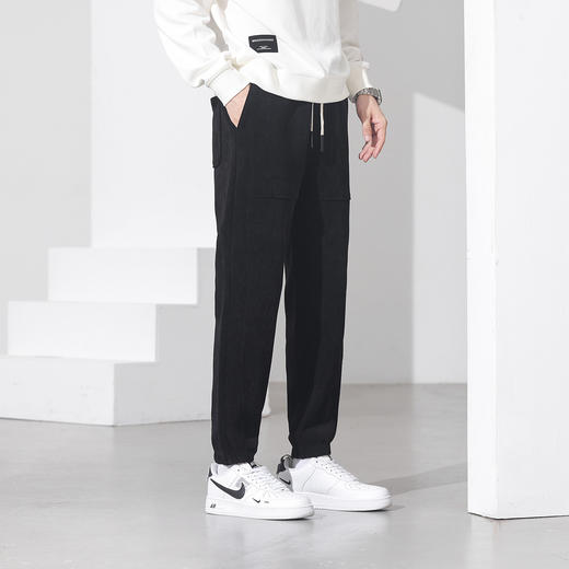 罗蒙秋冬休闲裤男士束脚裤阔腿版型六维弹力裤拼接款时尚百搭长裤 商品图5