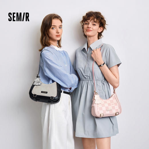 森马包包女腋下包拼接格子复古手提包2025新款单肩斜挎包可爱小狗 商品图0