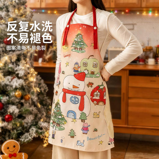 摩登主妇圣诞围裙厨房家用2025新款防水防油餐饮高级感年轻款罩衣 商品图3