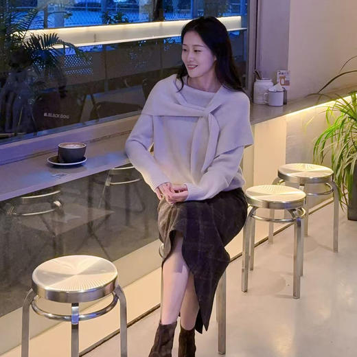 火桐hooton Vintage格纹绵羊毛半身直筒裙9926 商品图2