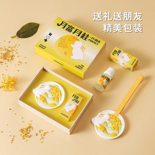 「月发富桂·礼盒装」中秋节石膏香薰礼盒衣柜月兔香挂居家日用室内车载扩香石伴手礼品 商品图1
