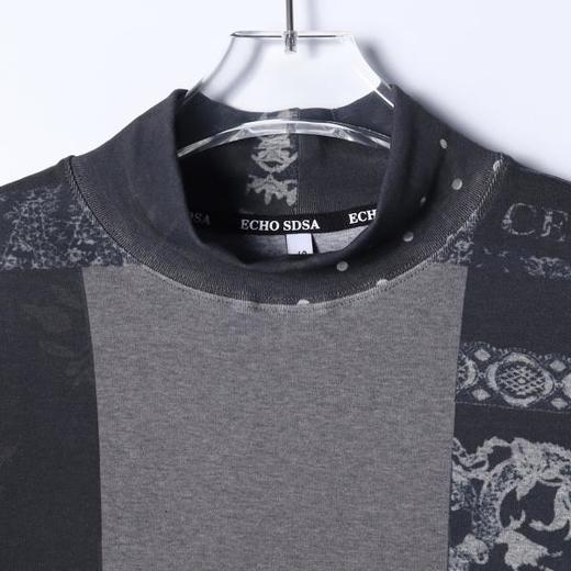 SDSA男士秋冬新款痞帅男装极简风拼色半高领长袖T恤休闲百搭上衣 商品图2