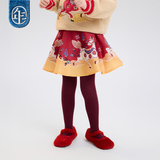 年衣童装半身裙短裙冬季新款女孩儿童短款裙子锦绣前程半裙 商品图3