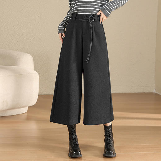毛呢阔腿裤垂坠感高腰，A字显瘦八分裤洋气通勤时尚靴裤MYX-OZY-25222-L 商品图0