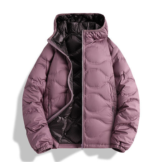 红览 情侣秋冬简约连帽休闲石墨烯聚温保暖白鸭绒羽绒服 商品图2