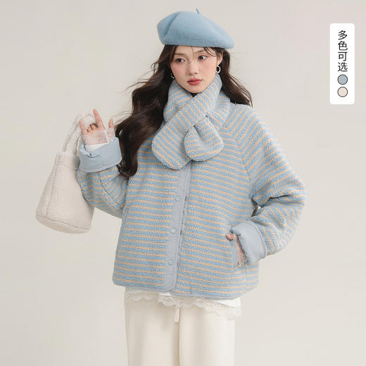 西遇双面穿摇粒绒短款棉服女冬季新款显瘦不臃肿保暖夹棉外套SS051721 商品图0