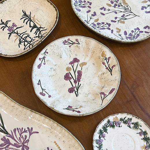 摩登主妇复古手绘花卉薰衣草陶瓷餐具套装北欧风意式沙拉碗盘 商品图4