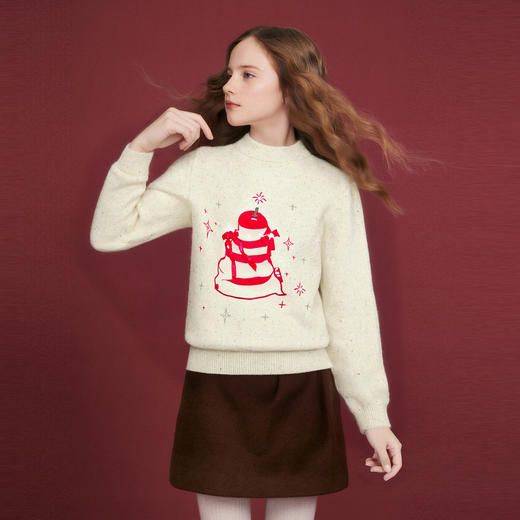 笛莎Deesha 童装女童毛衣2025冬新款彩点纱苹果毛衣 商品图0