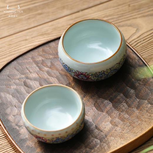 问鼎汝瓷月白老款禅定杯（珐琅彩富贵螭龙） 商品图5