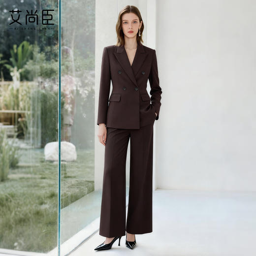 艾尚臣高级感时尚套装女秋冬新款勃艮第红西装外套气质马甲三件套 商品图1