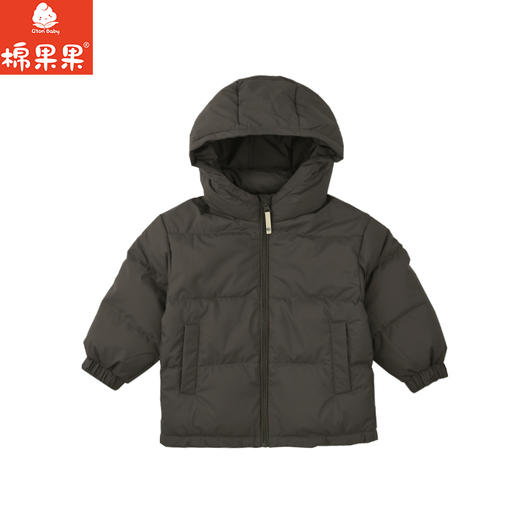 棉果果冬季新品男童涤丝纺羽绒保暖加厚灰色中款羽绒服M412102925617 商品图1