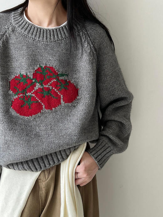 【YW】无忧购韩系减龄番茄圆领针织新款软糯减龄毛衣针织衫11185（截单后3-5天发货） 商品图0